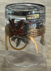 VTG 4 Set CULVER Yule Horn Bow Holiday Rocks Old Fashioned Glasses 14oz 22k Gold