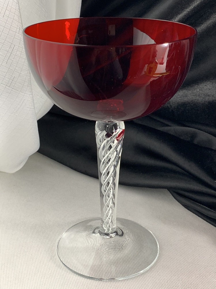 Crystal Air Twist Stemware Red Large Martini Glass Goblet Accent Home Decor