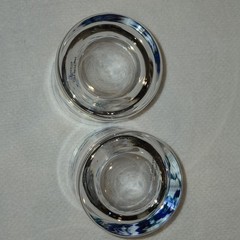 Vintage Old 1930s Ocean Crystal Cut Fish Design Tumbler Whiskey Glasses