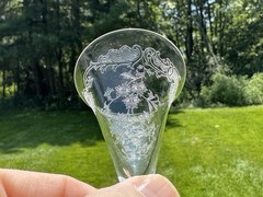 Set Of 4 Antique Saint Louis Crystal Massenet Etch Small Sherry Wine Cordials