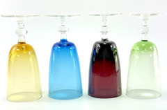 Set of Four Colorful 3oz Stemmed Glasses 4 1/2″ Tall