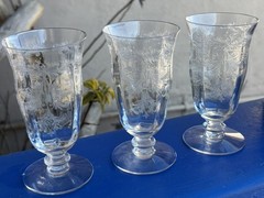 Antique Tiffin Franciscan BYZANTINE Clear Juice Glasses set of 3 1930s