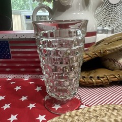 Vintage American Whitehall By Colony Cubist 6” Footed Tea Glass Flare Rim Clear