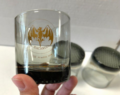 3 Smokey Black Bacardi Rum on the Rocks Old Fashion Tumbler Glasses Barware