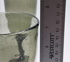 Hand Blown Seeded Bubble Wine Glasses Solid Avocado Green Water Goblets Set Of 4