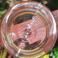 Vtg Libbey Four Mambo Fiesta Red, Yellow, Blue, Green Striped WaterWine Goblets
