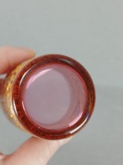 Moser Harrach Bohemian Enameled Leaves & Scrollwork Cranberry Juice Glass B