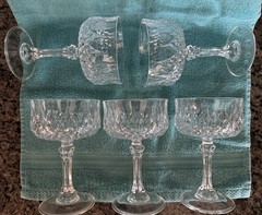 Cristal D’Arques Durand Longchamp Crystal Coupe Glasses 5.5″ Set of 5 Vintage
