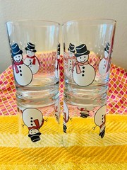 Vintage Pasabahce : 4 Christmas Snowman Lowball Tumblers : Boxed
