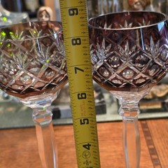 Florderis AJKA Amethyst Hock Wine Glass Crystal Cut to Clear Goblet Unlined Base