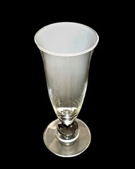 Set Of 3 Vintage Clear Footed Wine Water Goblets Glasses Black Wafer Stem 6.5”
