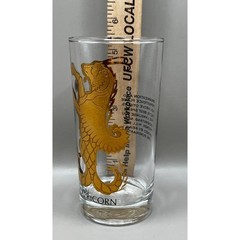Vtg Capricorn Zodiac Gold Sea-Goat Drinking Glass Astrology Barware 5.5″ Tumbler