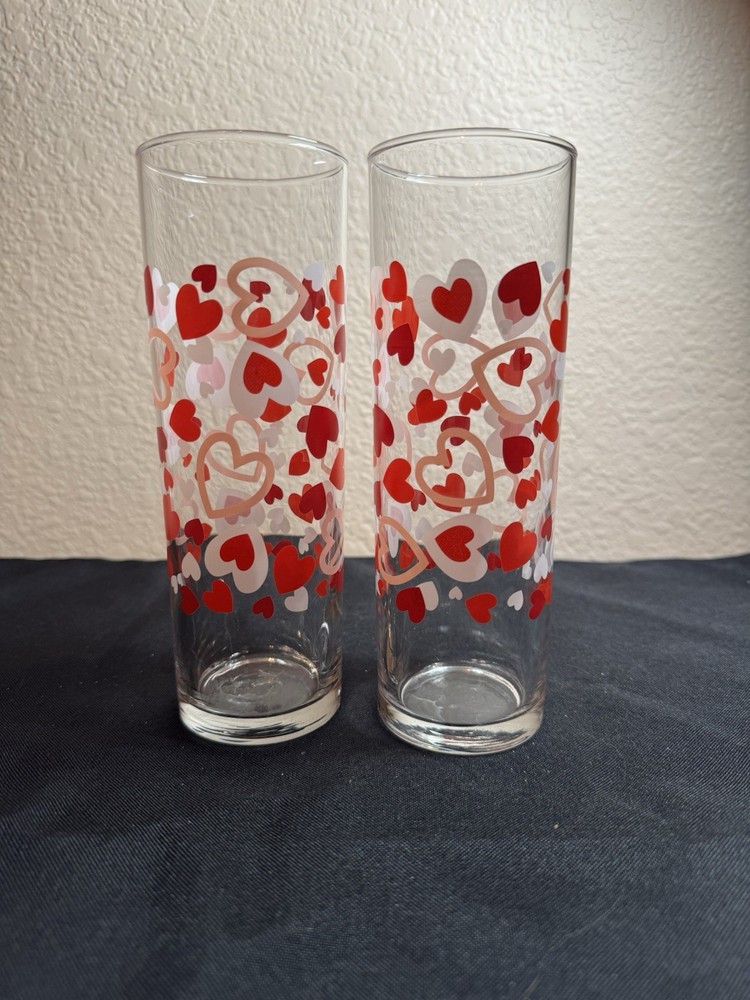 Valentines Cupid Sweetheart Drinking glasses set of 2, 7” tall