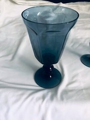 VINTAGE LENOX ANTIQUE DARK BLUE 3 GOBLETS (1 WATER & 2 WINE/JUICE) EXC.COND.