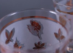 Vtg Continental Can Co Gold Leaves Foliage Rocks Glasses Double Old Fashions DOF