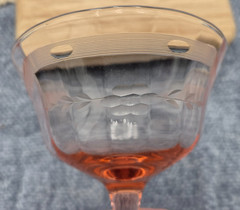 Vintage Tiffin US Glass Pink Depression Modernistic Etch Champagne Coupe Glasses