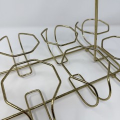 Vintage MCM Gold Metal Drinking Glass Tumbler Caddy Holder Drinkware for 8