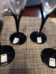 Sasaki Crystal Japan Capistrano Cordial Black Stem Glasses 5 7/8” NOB Set of 4