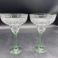 Cristal D’Arques-Durand Sombrero Pattern Margarita Glasses Green Set Of 2