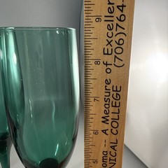 Set Of 6 Vintage 1980’s Libbey Juniper Green Champagne Wine Stemware Glasses