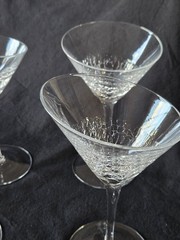 Pier 1 Slanted Clear Crackle 7 1/4″ Martini Glasses Set of 4 Reflections