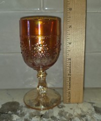 Vintage Fenton Marigold Carnival Glass Orange Tree Wine Goblet Art Glass