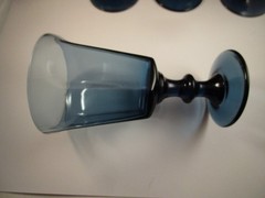 Lovely Lenox Antique Dark Blue Glass Set of 4 Water Goblets Glasses A