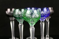 Set of 6 Cut to Clear Bohemian Cordial / Sherry Glasses 5-3/4″H