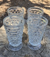 Vintage Indiana Glass Co. – 4 Drinking Glasses – Whitehall Cubist – 12oz