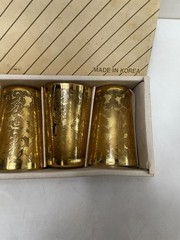 Set 6 Vintage Mid Century Glass Tumblers Gold Paisley Tree Drinking Glasses 4″