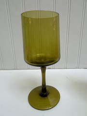 Vintage MCM Olive Green Stemmed Wine Glasses Set of 5