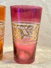 Vintage MCM Colorful Glasses with Gold Design, Choose From Red, Yellow, & Pink