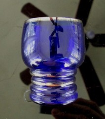 Set of 6 Cobalt Blue Shaeffer 2 oz Shot Cordial Glasses Platinum Trim 2 3/8″