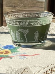 Jeanette Wedgewood Grecian Green Jasperware Glasses 3.75″ Diameter ~2.25″ Tall