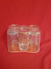 Vintage Porzellan Maass Gold Rimmed Set of 6 PM Glasses. Hanover & Bremen. New.