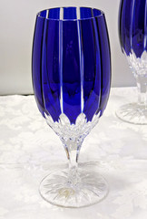 Ajka Castille Alberga Cobalt Cut to Clear 12″ Plate Or 7 3/4″ Iced Tea Glass(es)