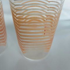 2 VTG Anchor Hocking Tumblers 12oz Glasses Orange Stripe MCM 1970s