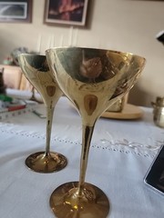 Pair Of Brass Champagne Goblets/Glasses