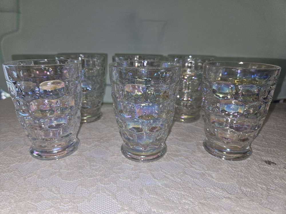 Set of (6) Federal iridescent glasses MCM 1960’s About 4″