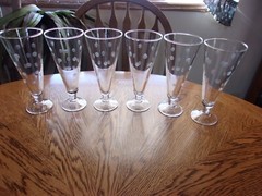 Etched Pilsner Dot 11 Oz Ball Stem Crystal Blown Glass – Set of 6