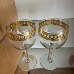 Vintage MCM Culver Antigua 22K Gold Banded Wine Glass Set Of 4