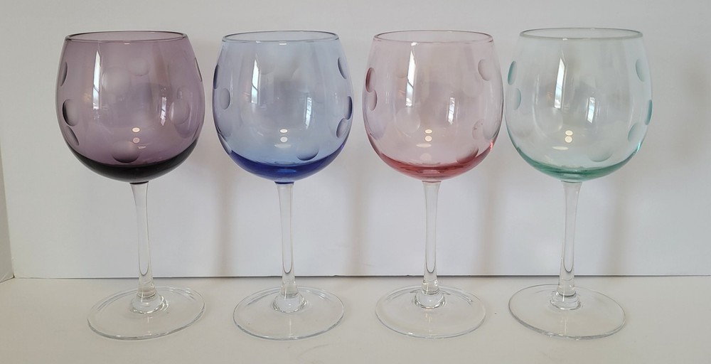 Marquis Polka Dot Wine Glasses Set of 4 – Multi-Color 8.5”