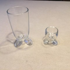 2 Vintage Footed Glasses Egg Cup- Drinking Glass 2.5”-6”.