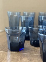 Set Of 17 Anchor Hocking Dark Blue Courtney Old Fashioned Glasses
