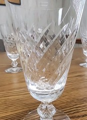 Fostoria Hand-Cut Crystal Goblet – Open Lyre Stem – 6⅜» – Crosshatch Cut Pattern