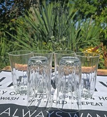 (6) St. George AMERICAN HERITAGE OPTIC Crystal Highball Glasses 12oz WEIGHTED