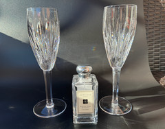 Gorgeous Pair of WATERFORD CRYSTAL Carina Fluted Champagne Glasses 8 1/2, MINT