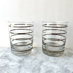 Georges Briard Signed Mid-Century Silver Ring Double Old Fashion Glasses