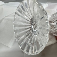 Set 10 Lead Crystal Optic Ribbed Goblets Wine Glasses 6.5in Fluted Foot Heavy