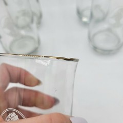 Avon Abbey Glasses Set of 5 Houze Art 1983 Clear Glass Gold Rimmed Glasses